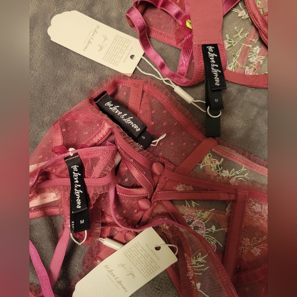 3pc VS For Love & Lemons Camila Floral Lace Bra M Thong Panty M Garter Belt S Sm - Picture 12 of 14